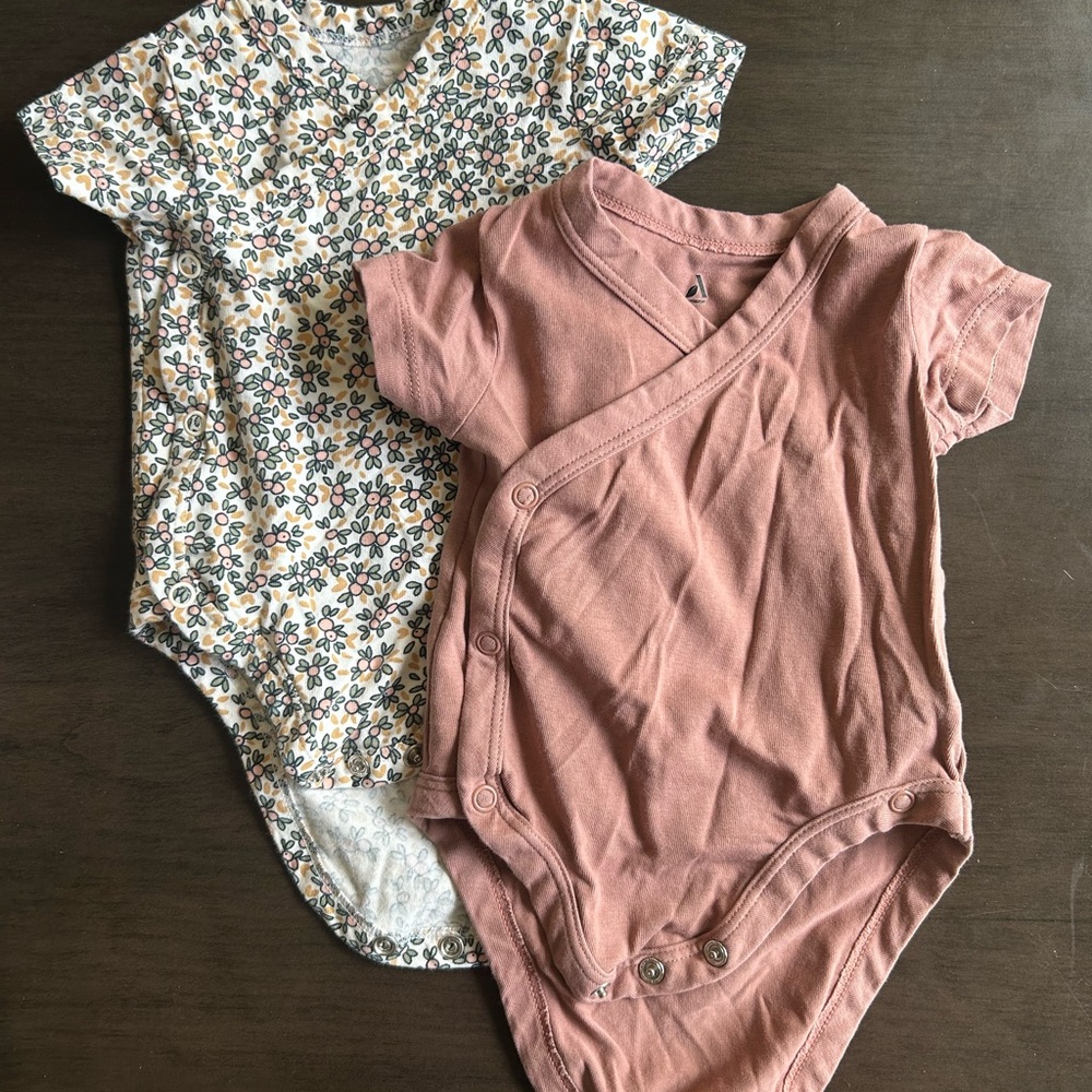 Amazon Baby Kimono Bodysuit Set - Mauve Pink & Cream Floral